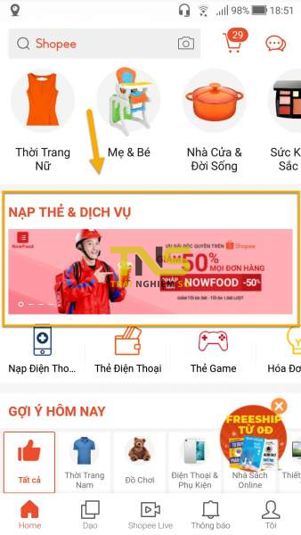 Làm sao đặt món trên Now.vn từ ứng dụng Shopee? 1