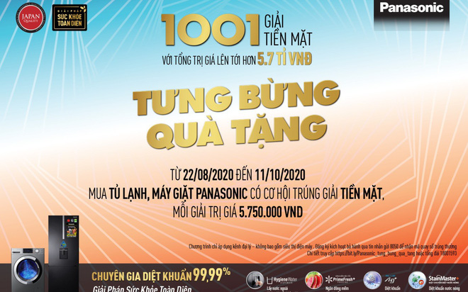 1001 giải thưởng tiền mặt khi mua tủ lạnh, máy giặt Panasonic 1