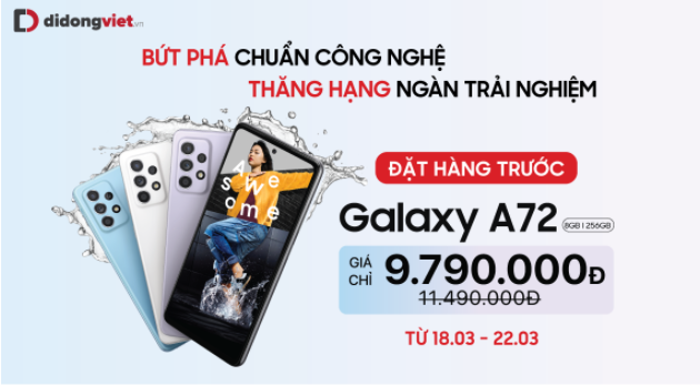 Đặt trước Galaxy A52 chỉ với 7.990.000 đồng tại Di động Việt 1