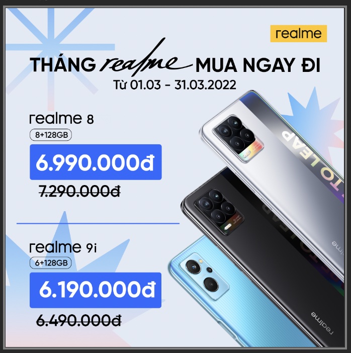 realme tung loạt ưu đãi hấp dẫn trong tháng 3 cho tất cả điện thoại 9