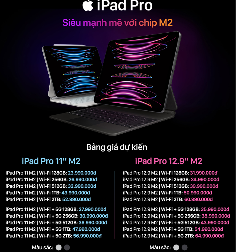 iPad Gen 10 và iPad Pro 2022 chính hãng có giá dự kiến từ 12,99 triệu đồng 12