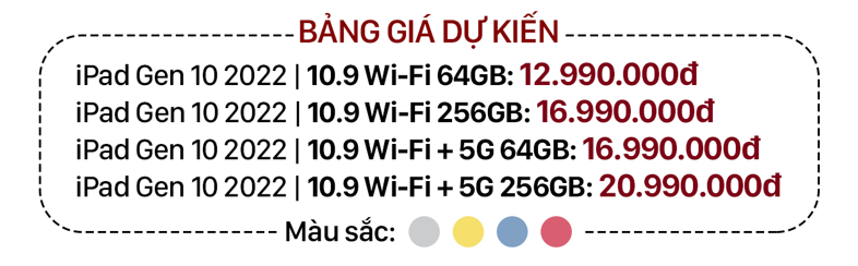iPad Gen 10 và iPad Pro 2022 chính hãng có giá dự kiến từ 12,99 triệu đồng 10