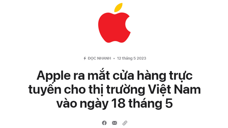 Apple ra mắt cửa hàng trực tuyến cho thị trường Việt Nam vào ngày 18 tháng 5