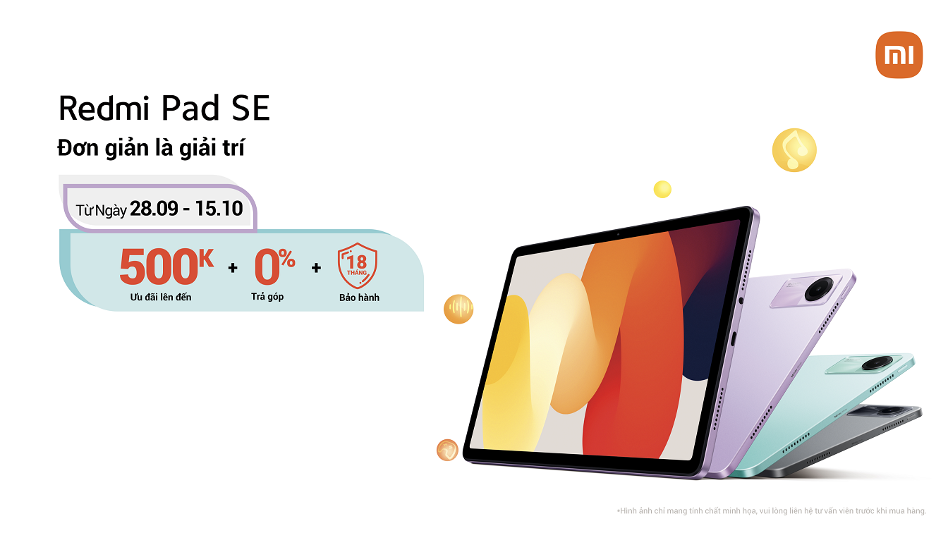 Redmi Pad SE bán tại Việt Nam gồm 4 phiên bản, ưu đãi 500 ngàn đồng khi đặt mua trước 1