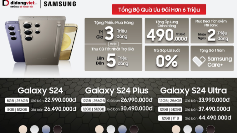 Hệ thống bán lẻ tung ưu đãi khi mua Samsung S24 series