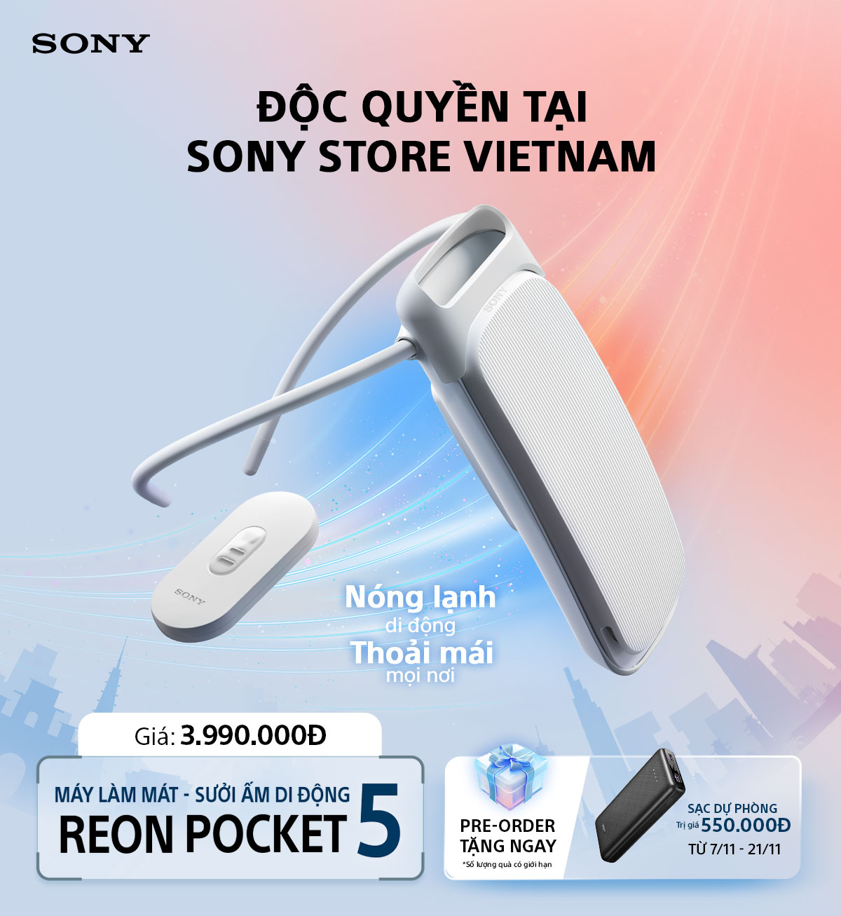 Sony REON POCKET 5: Máy làm mát và sưởi ấm di động, giá 3.99 triệu đồng 15