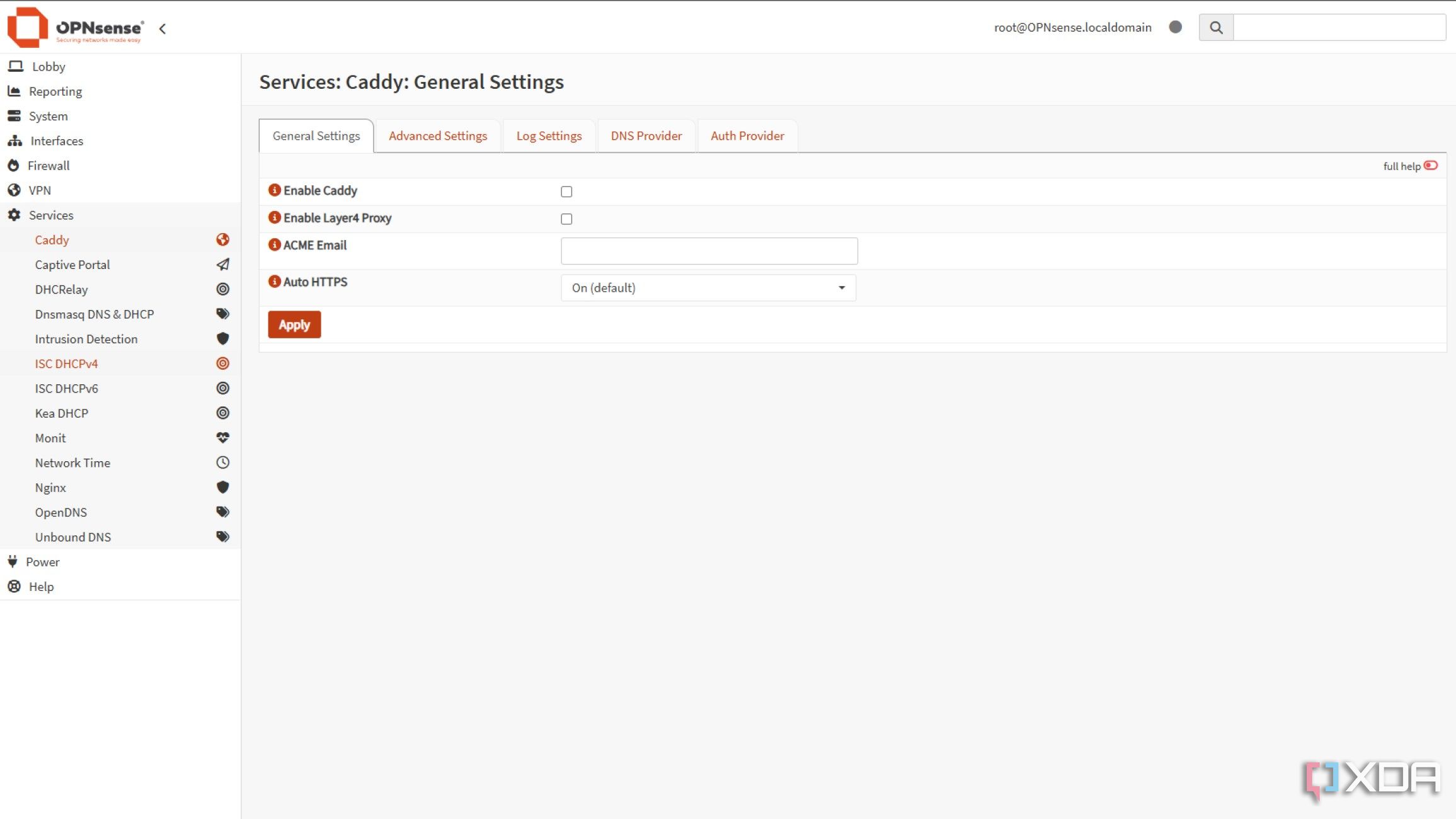 screenshot of opnsense caddy reverse proxy plugin