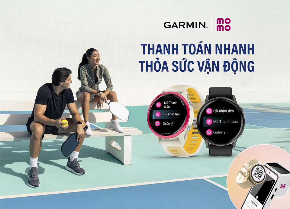 Người dùng đã có thể thanh toán và nhận tiền bằng mã QR MoMo trên đồng hồ Garmin 9
